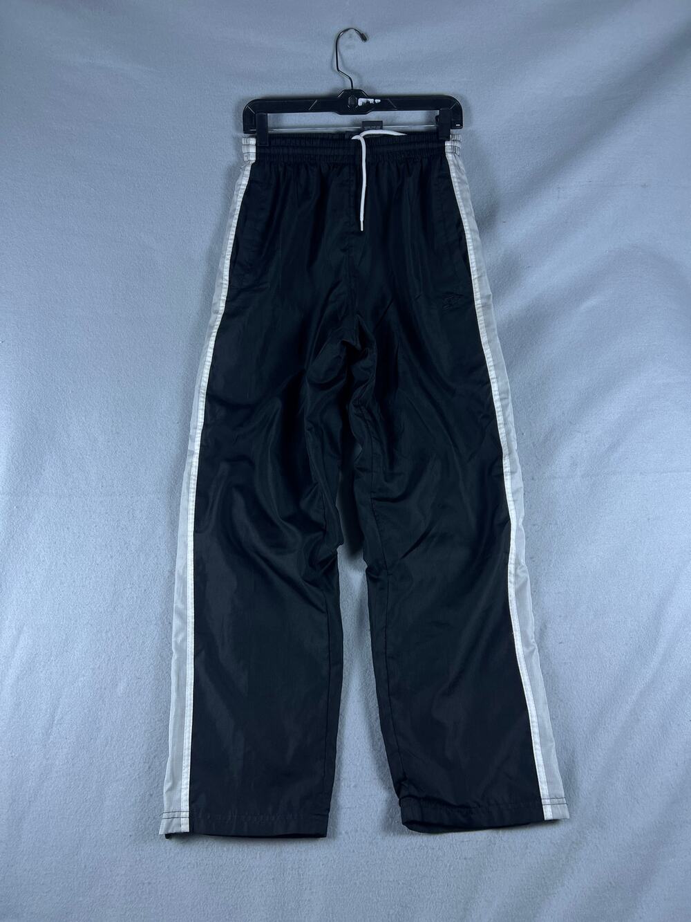 Starter Track Pants Mens S Black White Side Stripe Softshell Zip Hem Windbreaker